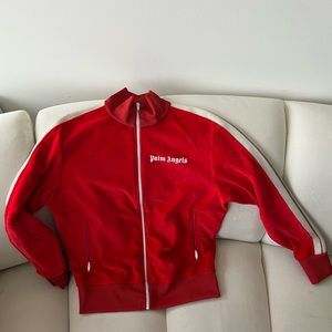 Palm Angels Red Velour Track Jacket Sz L